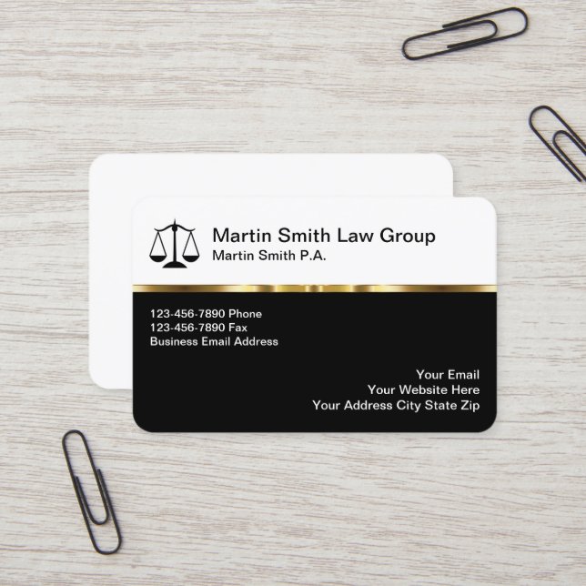 Classy Attorney Office Business Cards (Front/Back In Situ)