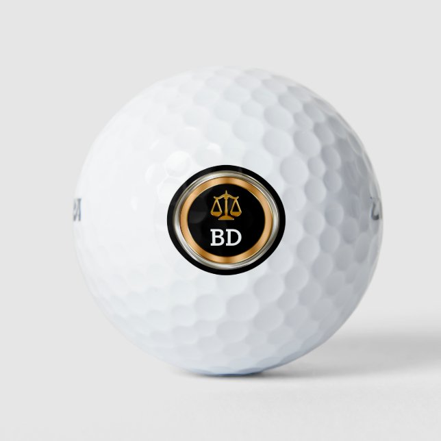 Classy Attorney Theme Monogram Style Golf Balls (Front)