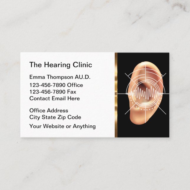 Classy Audiologist Hearing Centre Business cards (Front)