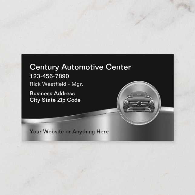 Classy Automotive Modern Business Cards (Front)