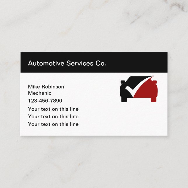 Classy Automotive Services Business Card Template (Front)