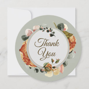 Classy Autumn Floral Wreath Thank You Card