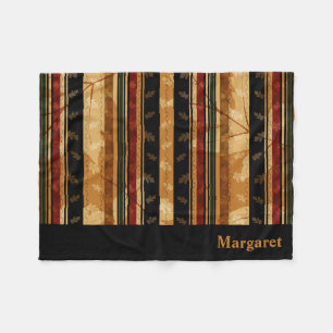 Classy Autumn Leaf and Pattern Design Fleece Blanket