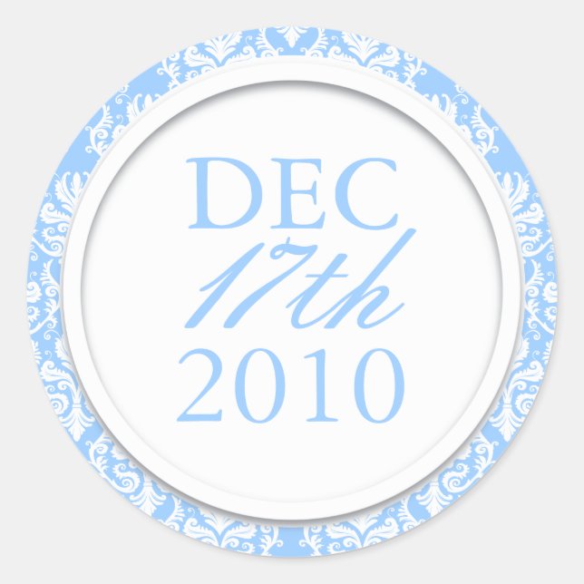 Classy Baby Blue Wedding Stickers (Front)