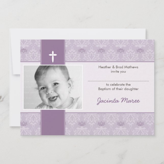 CLASSY BAPTISM INVITES :: pretty 5L (Front)