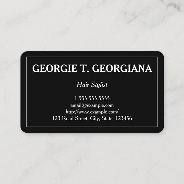 Classy & Basic Hair Stylist Business Card (Front)
