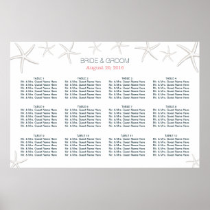 Classy Beach Theme Starfish Wedding Seating Chart