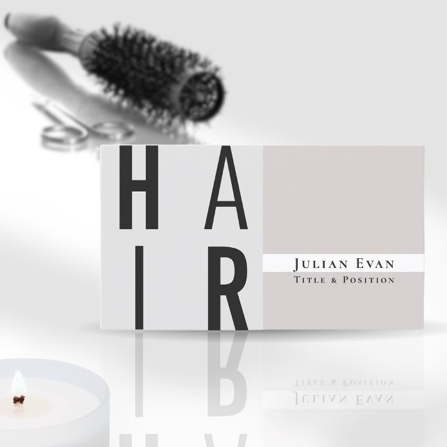Classy Beige Hair Stylist Business Card (Creator Uploaded)