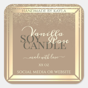 Classy Beige Product Packaging Labels Gold Frame
