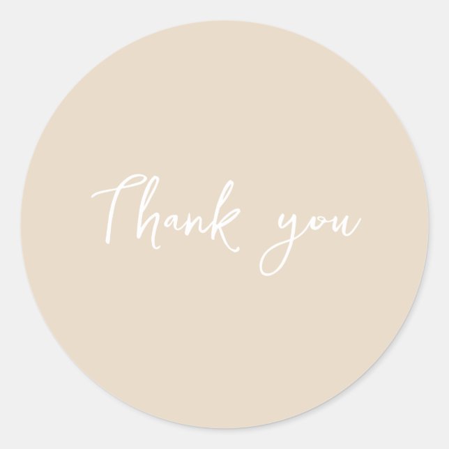 Classy Beige Thank You Packaging Gift Business Classic Round Sticker (Front)