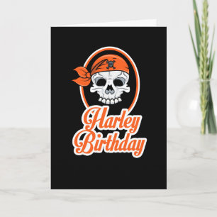 Classy Biker Skeleton Head Birthday Card