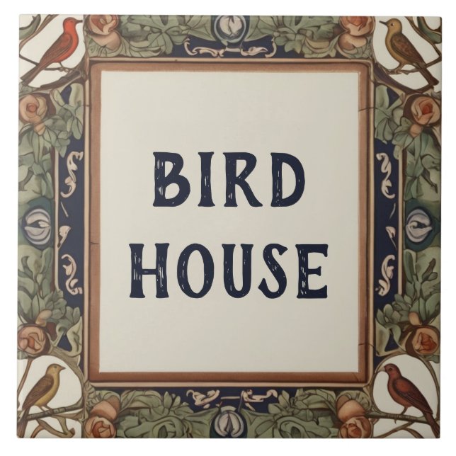 Classy Bird Custom House Name Plate Sign Plaque Ceramic Tile (Front)