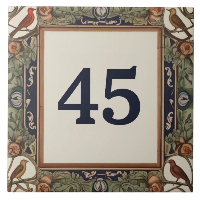 Classy Bird Custom House Number Plate Sign Plaque Ceramic Tile (Front)