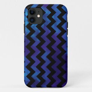 classy black and blue chevron stripes iPhone 11 case