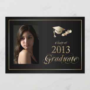 Classy Black and Gold 2013 Graduate Photo Invite