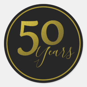 Classy Black And Gold 50 Years Classic Round Sticker