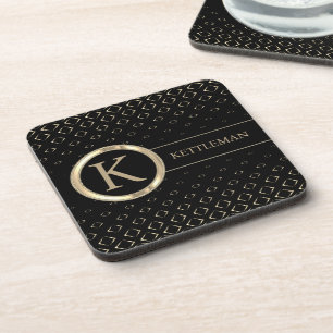 Classy Black and Gold Abstract - Personalise Coaster