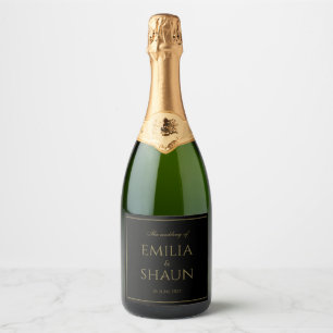Classy Black and Gold Sparkling Wine Label