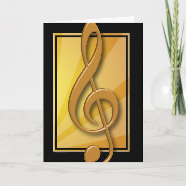 Classy Black and Gold Treble Clef Card (Front)