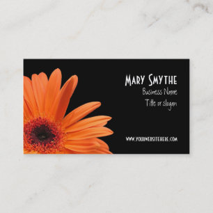Classy Black and Orange Gerbera Daisy Business Card