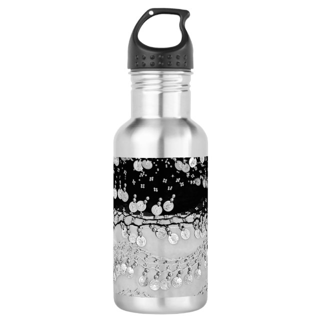 Classy Black and Silver Gypsy Scarf   710 Ml Water Bottle (Front)