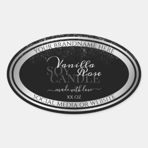 Classy Black and Silver Product Packaging Labels