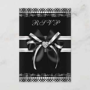 Classy Black and Silver RSVP Card