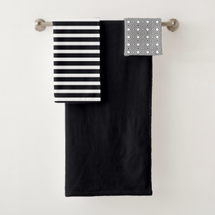 Classy Black And White Bath Towel Set