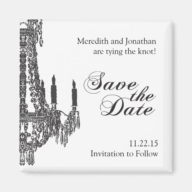 Classy Black and White Save the Date Magnet (Front)