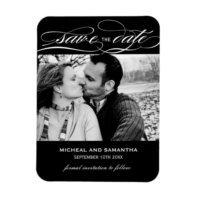 Classy Black and White Save the Date Magnets (Vertical)