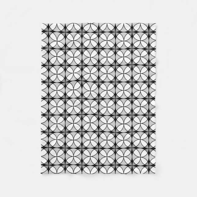 Classy Black and white Shippo Pattern Fleece Blanket (Front)