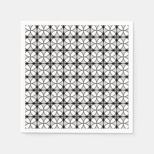 Classy Black and white Shippo Pattern Napkin (Front)