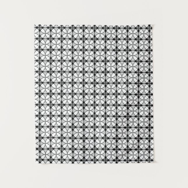 Classy Black and white Shippo Pattern Tapestry (Front)