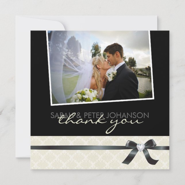 Classy Black and White Thank You Photo Card (Front)