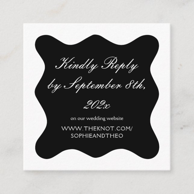 Classy Black and White Wedding RSVP Qr Code Enclosure Card (Front)