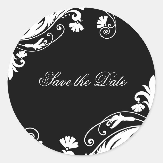 Classy Black and White Wedding Stickers (Front)
