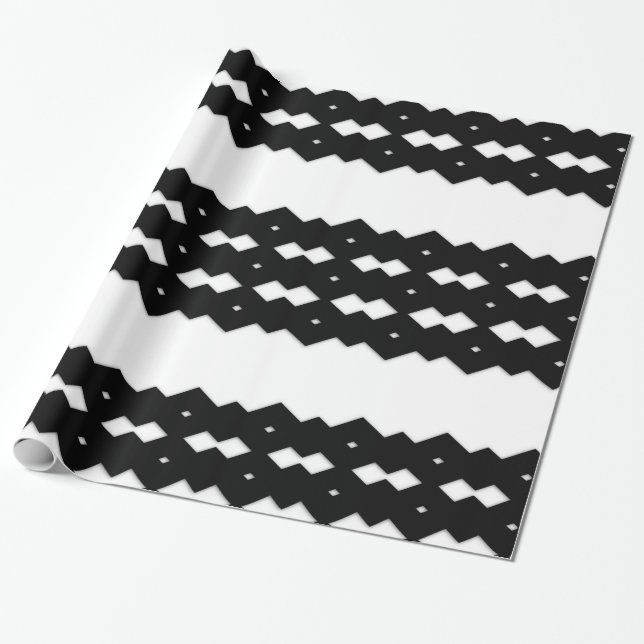 Classy Black and White Zig Zag Design Wrapping Paper (Unrolled)