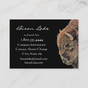 Classy Black Bison, Buffalo Animal Custom Business Business Card
