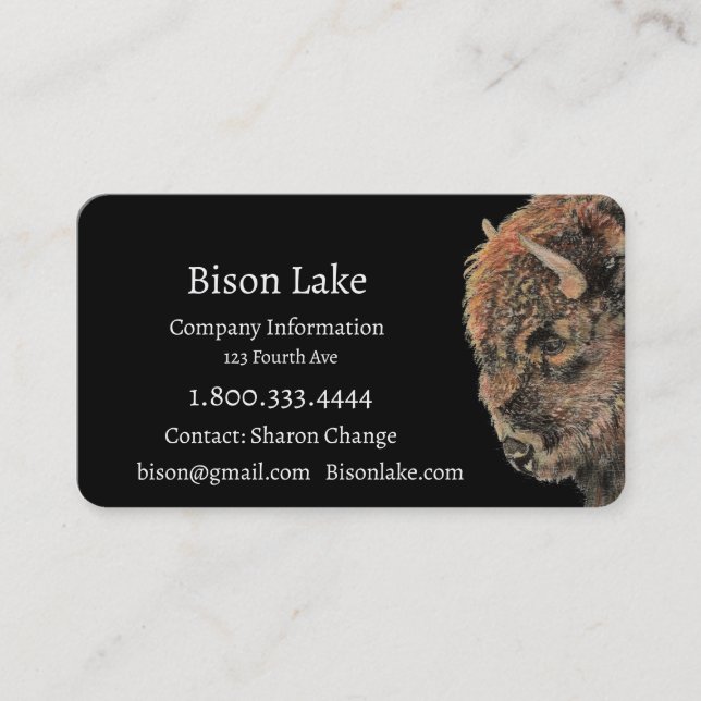 Classy Black Bison, Buffalo  Business Card (Front)