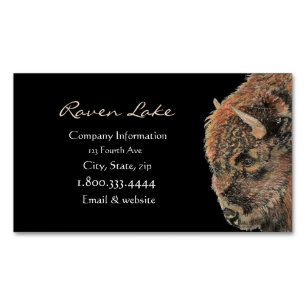 Classy Black Bison, Buffalo Wildlife Animal Art Magnetic Business Card
