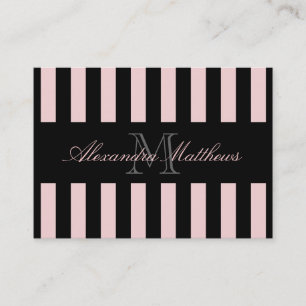 Classy Black Blush Stripe Business Card