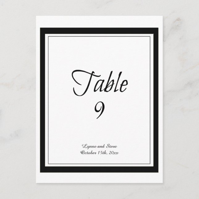 Classy Black Border Table Seating Card (Front)