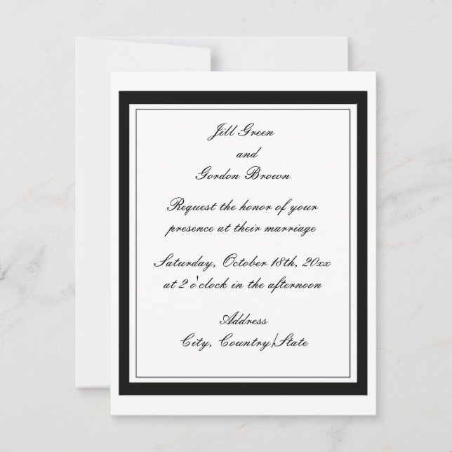 Classy Black Border Wedding Invitation (Front)