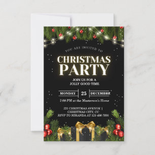 Classy Black Christmas Party Invitations