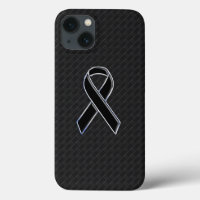 Classy Black Chrome Style Ribbon Awareness