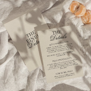 Classy Black Cream Old Money Wedding Details     Enclosure Card