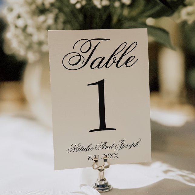 Classy Black Cream Old Money Wedding Table Number (Creator Uploaded)