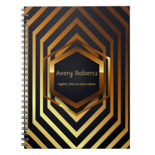 Classy black gold Elegant geometric Professional Notebook