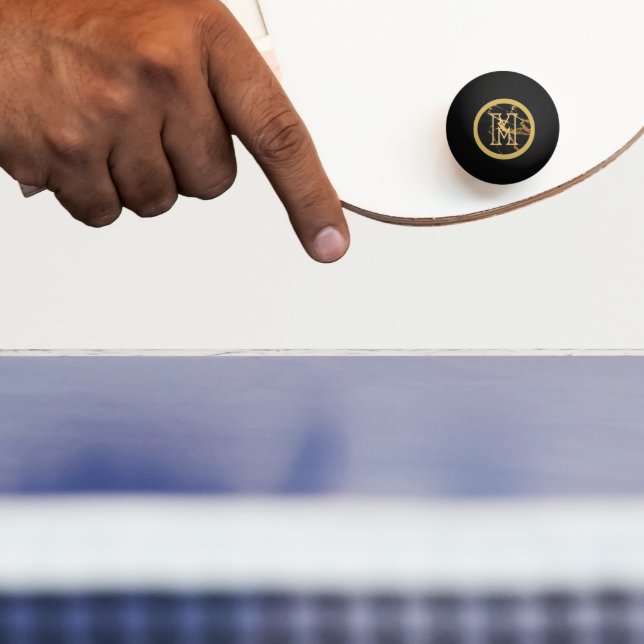 CLASSY BLACK & GOLD MARBLE LOOK WITH  INITIAL PING PONG BALL (Paddle)