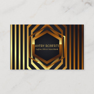 Classy  black gold stripe Elegant geometric Business Card